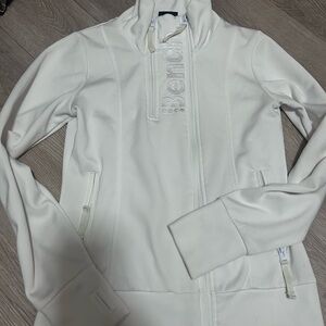 Bench Women's Cream Logo Zip-Up Bomber Jacket